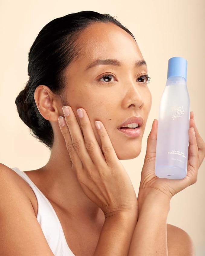 Then I Met You Living Sea Cleansing Tonic, Face Toner & Makeup Remover Micellar Water with Deep Sea Water, Papaya Enzymes & Licorice Root, Vegan & Clean Skincare, 6.08 oz