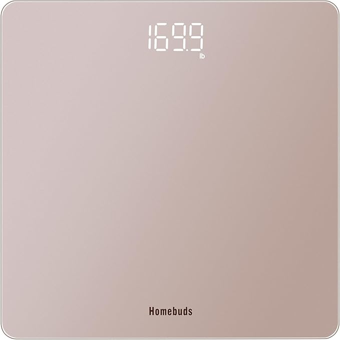 Homebuds Digital Bathroom Scale for Body Weight, High Precision Assured by Weight Scale Professional Factory Since 2001, Bright White LED and Step-On, 3*AAA Batteries Included, 400lb/180kg, Rose Gold