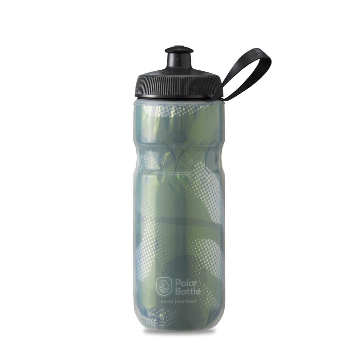 Polar Bottle Sport Insulated Water Bottle - BPA-Free, Sport & Bike Squeeze Bottle with Handle (Contender - Olive & Silver, 20 oz)