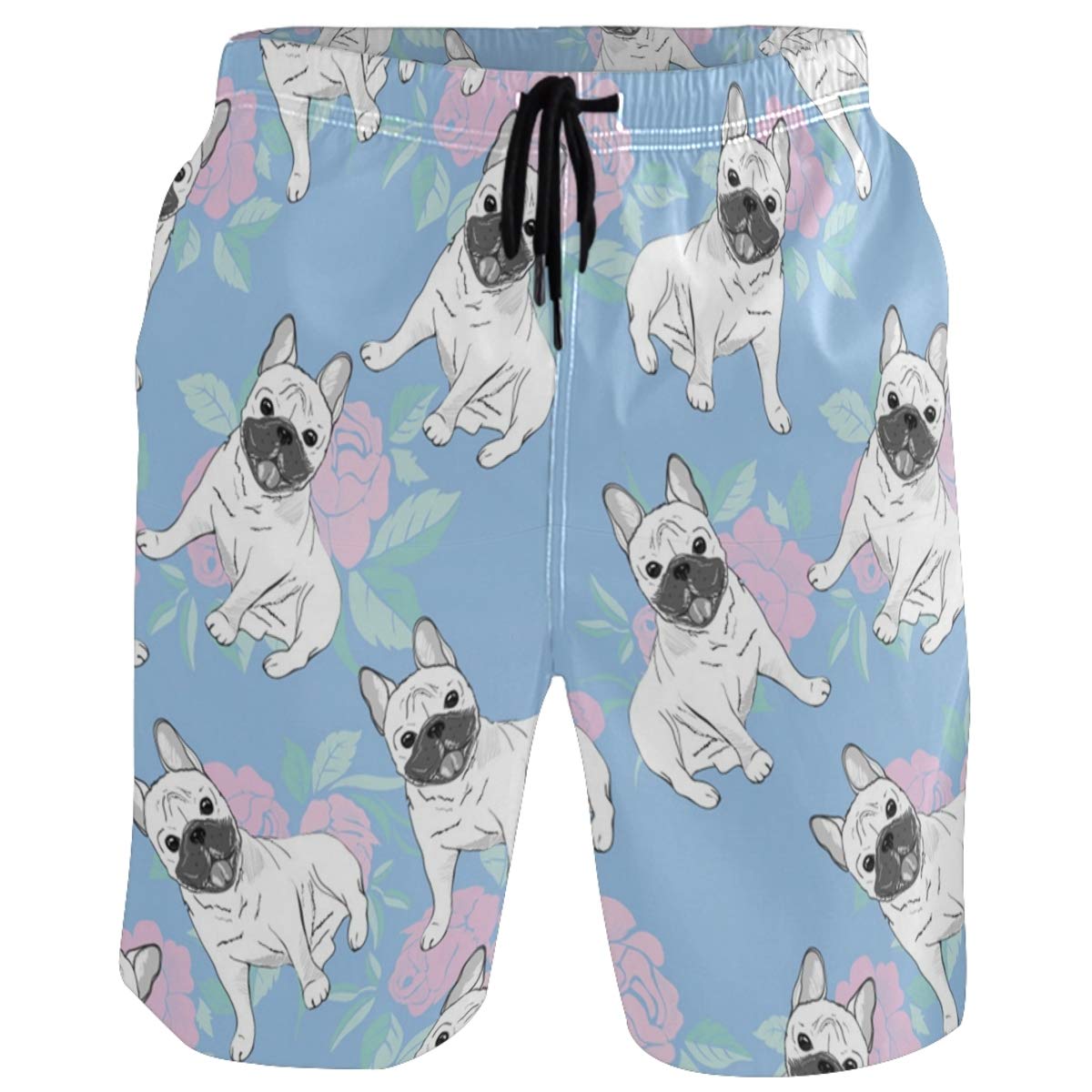 visesunny Men's Beach Short Swim Trunks Unicorn Rainbow Ice Cream Donut Black Pattern Sports Running Bathing Suits with Mesh Lining…