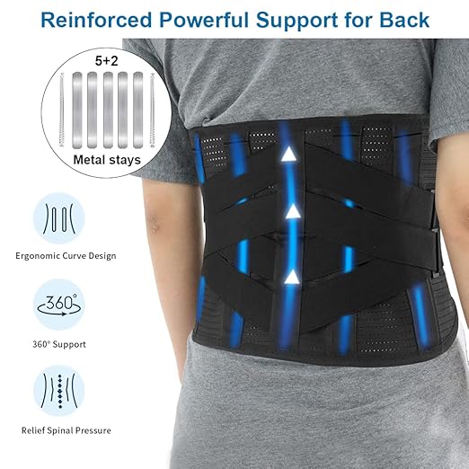 Back Brace with Heating Pad for Lower Back Pain, Cordless Heating Pad for Back, Heated Back Brace for Women and Men, Back Support Brace for Sciatica, Scoliosis, Herniated Disc, Cramps, L
