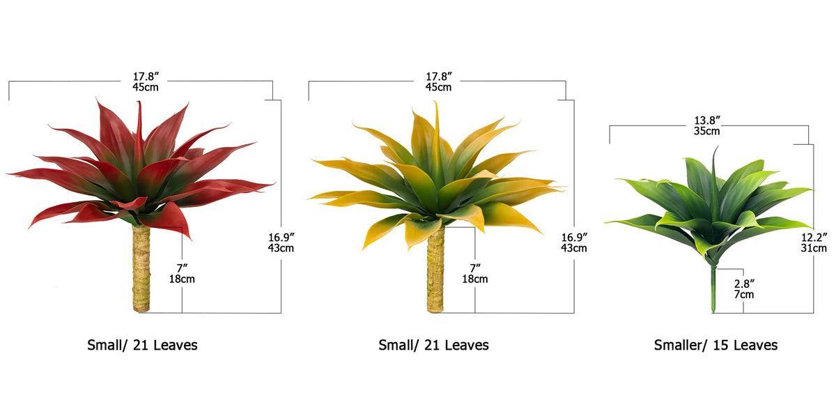 Ttranewsoo Artificial Agave Plants,Large UV Resistant Fake Agave Planters for Indoor and Outdoor Decorating Tropical Plant Succulents Greenery Indoor Decor (2Pack,18" Red)