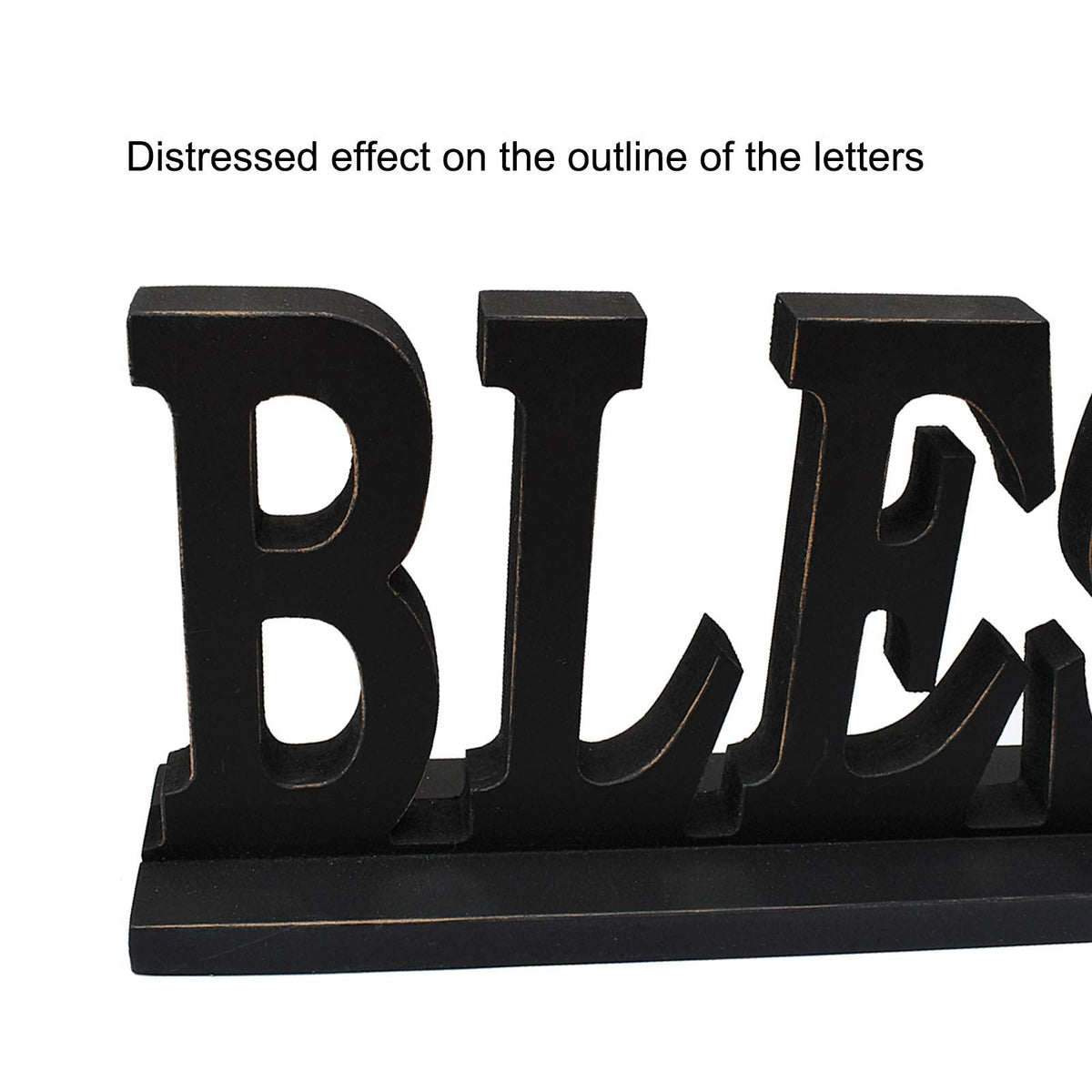 Wood Blessed Sign Indoor Home Decor Cutout Block Letter Farmhouse Table Centerpieces Wooden for Living Room Office Shelf Mantel Decor