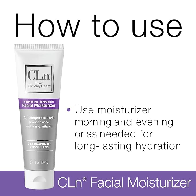 CLn® Facial Moisturizer - Soothes & Calms Skin, Helps Reduce Appearance of Redness, Locks in Moisture without Clogging Pores, Dermatologist & Clinically Tested, 3.4 oz.