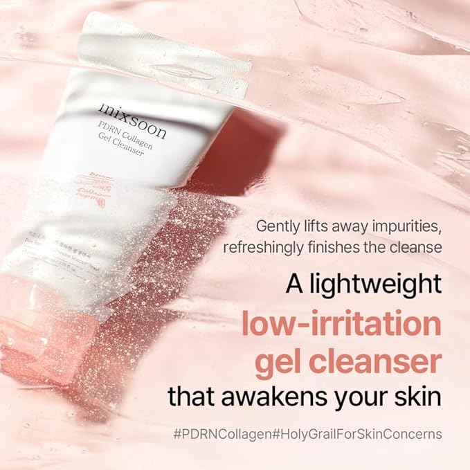mixsoon PDRN Collagen Gel Cleanser 3.38 Fl. Oz / 100ml Deep Pore Cleansing Lightweight Daily Gel Cleanser Face Wash for All Skin Types Korean Glass Skin Care