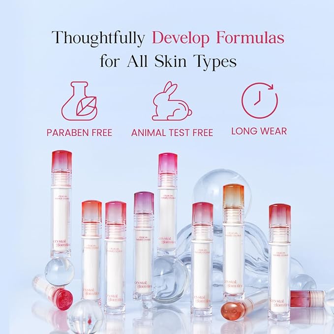 CLIO Crystal Glam Tint |Glossy Finish, Lightweight, Weightless, Buildable, Glass-Like, Smoothing, Long-Lasting, Vivid, Transparent, Shiny, Moisturizing, Hydrating (001 Vintage Apple)