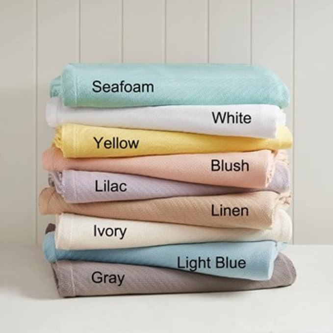 Madison Park Liquid Cotton Blanket Breathable, Softer Ring Spun Weave, Diamond Motif, Luxurious 100% Cotton All Seasons Lightweight Summer Blanket for Bed, Couch, Office, Lilac, Twin