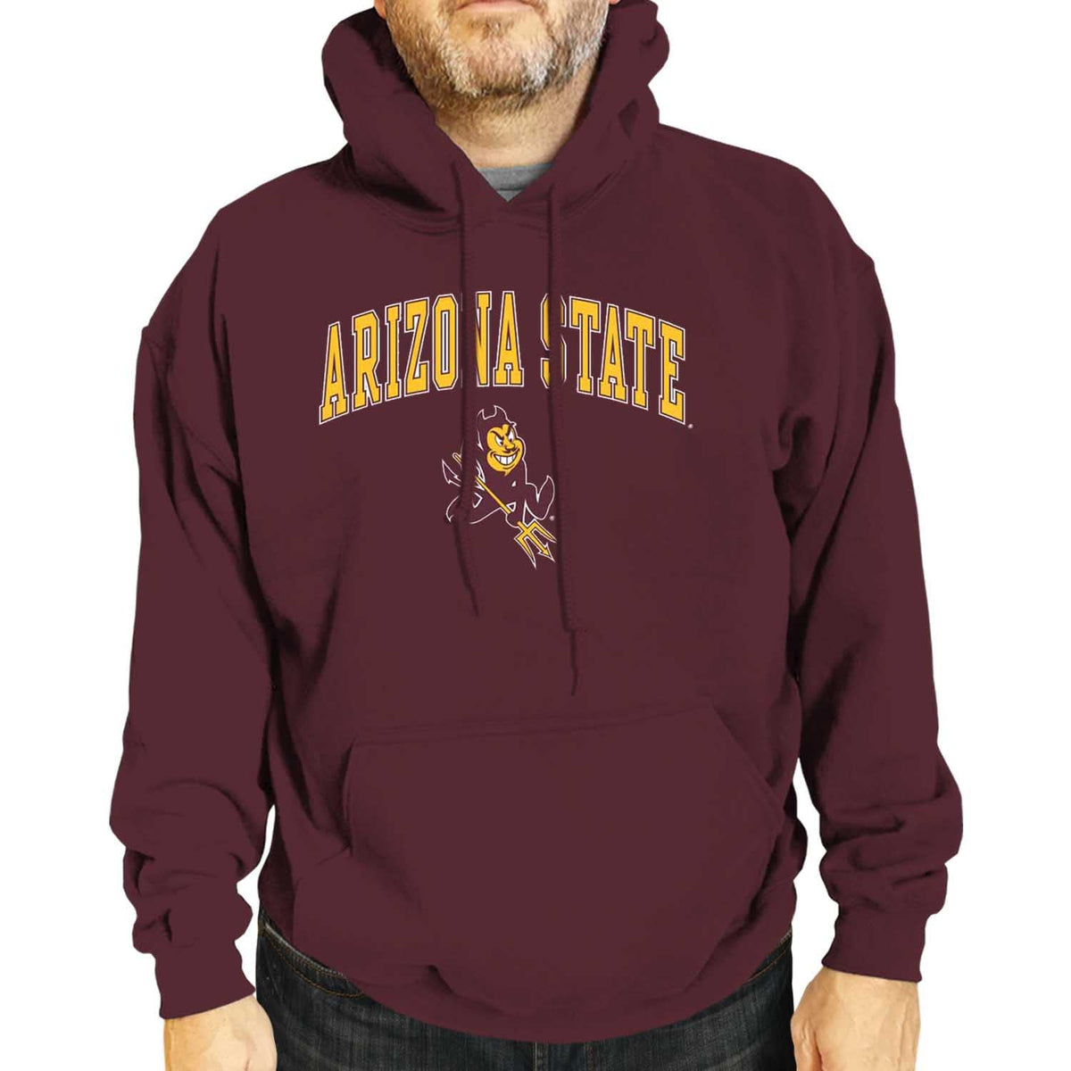 Campus Colors Adult Arch & Logo Soft Style Gameday Hooded Sweatshirt (Arizona State Sun Devils - Maroon, Small)