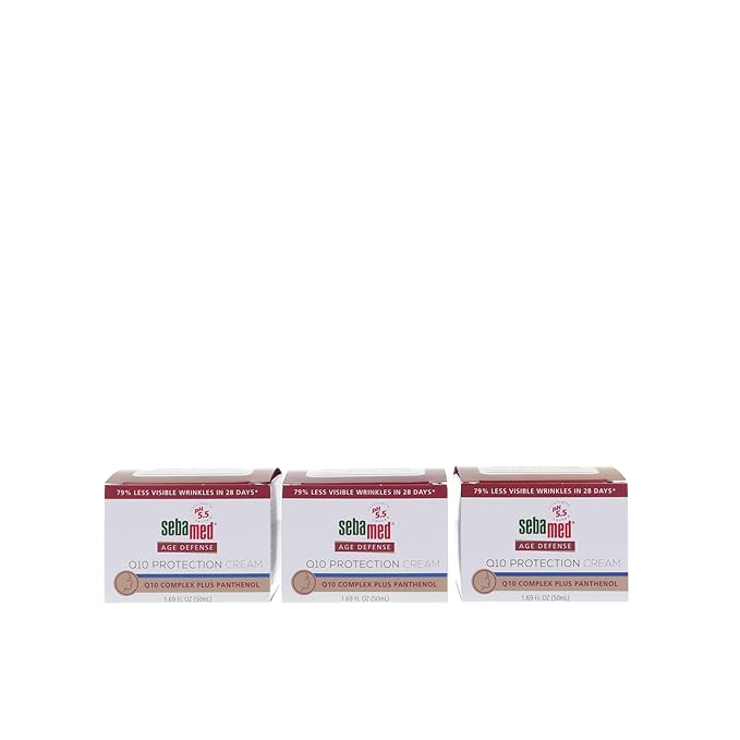 SEBAMED Q10 Face and Neck Age Defense Q10 Protection Cream pH 5.5 Reduces Wrinkles and Fine Lines Anti-Aging Moisturizer (50 Milliliters) Pack of 3