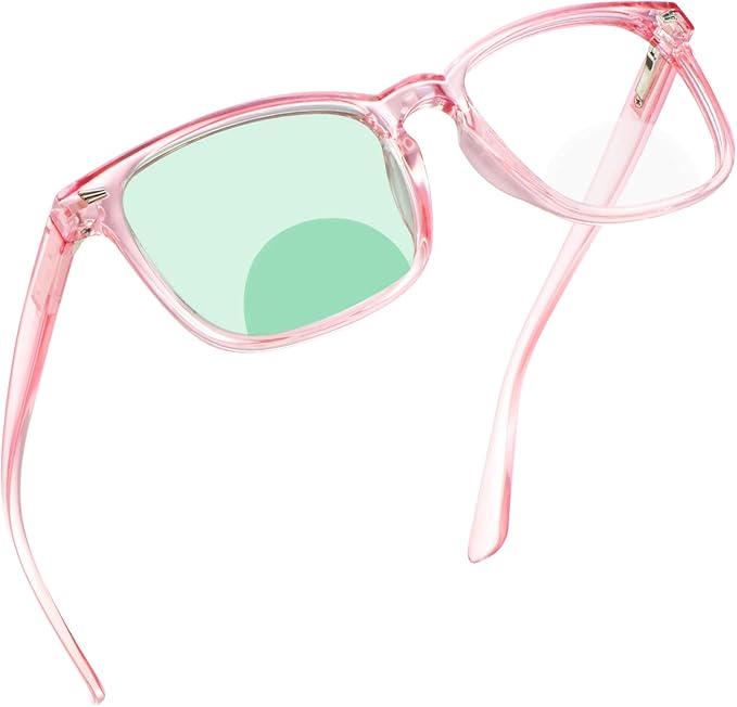 YEIN Bifocal Reading Glasses with Blue Light Blocking Lenses, Bifocal Reader for Women, Vintage Square frame with Spring Hinge (+0.00/+1.00 magnification)