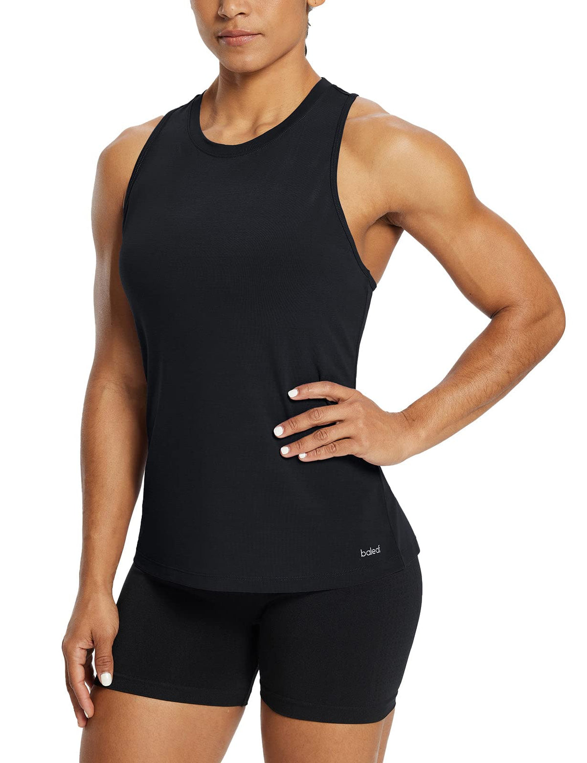 BALEAF Women's Workout Tank Tops Racerback Athletic Running Muscle Tank Gym Tennis Shirts Exercise Fitness Black XS