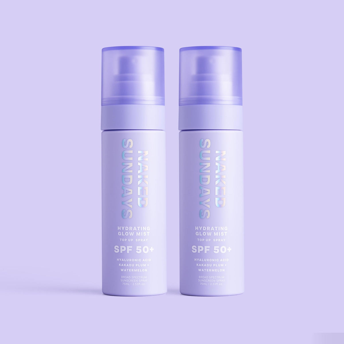 Naked Sundays SPF50+ Hydrating Glow & Setting Mist - Daily Face Sunscreen & Setting Spray, Lightweight & Non-Greasy, Hydrating with Hyaluronic Acid for All Skin Types, Makeup-Friendly - 2 Pack