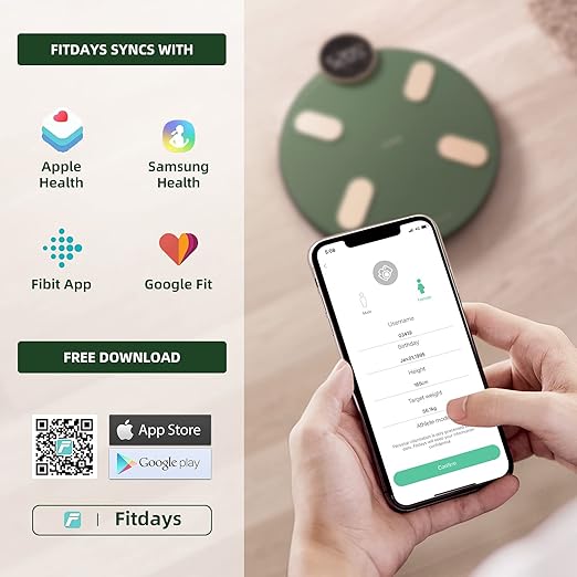 Posture Smart Scale for Body Weight Digital Bathroom Scales for Body Fat Weighing Scale for Fitness Tracking with app High Accurate Body Composition Monitor with BMI Bluetooth, Green
