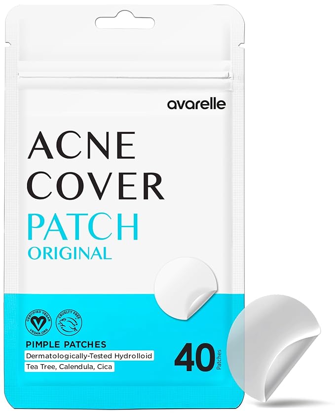AVARELLE Triple Patch Kits Hydrocolloid Acne Patches, Acne Spot Treatment for Blemishes and Zit with Tea Tree Oil, Calendula Oil and Cica Oil for Face, Vegan, Cruelty Free(40 CT + Support)