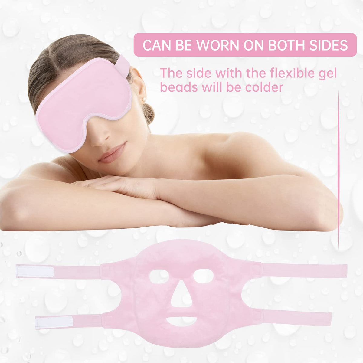 ZNÖCUETÖD Face Eye Mask Ice Pack for Reducing Puffiness, Bags Under Eyes, Puffy Dark Circles, Migraine,Hot/Cold Pack with Soft Plush Backing (Pink-(1*Eye Mask+1*Face Mask))