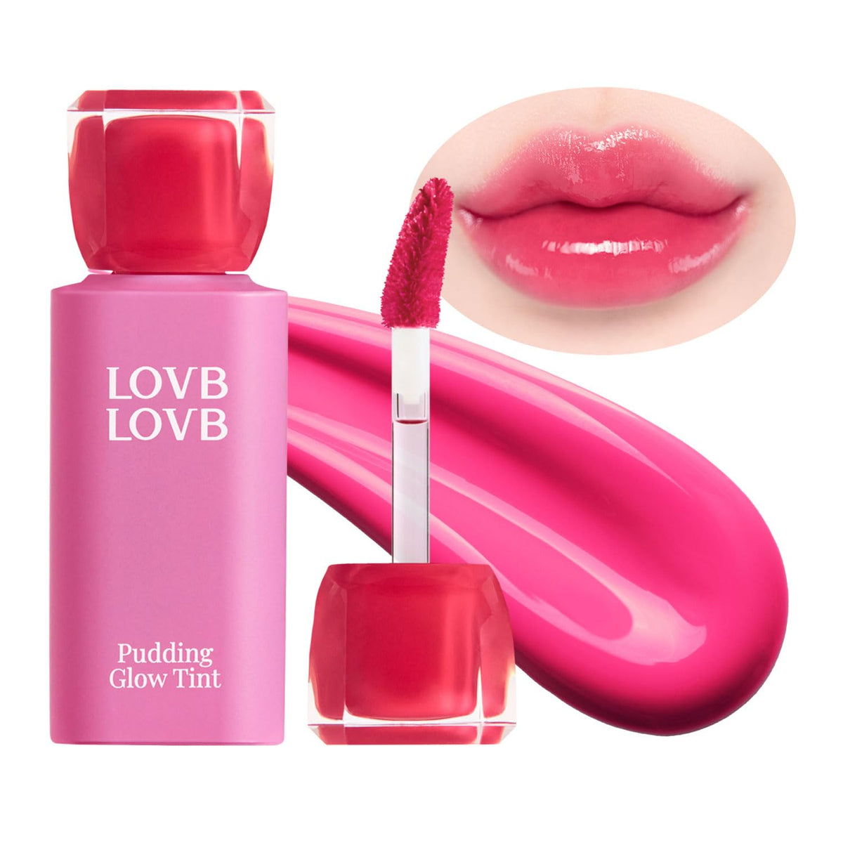 Pudding Glow Korean Lip Tint | Natural Lip Stain | Gloss to Stain | Long-Lasting & Non-Sticky | Lightweight Lip Tint 0.14 oz. (03 CANDY BERRY)
