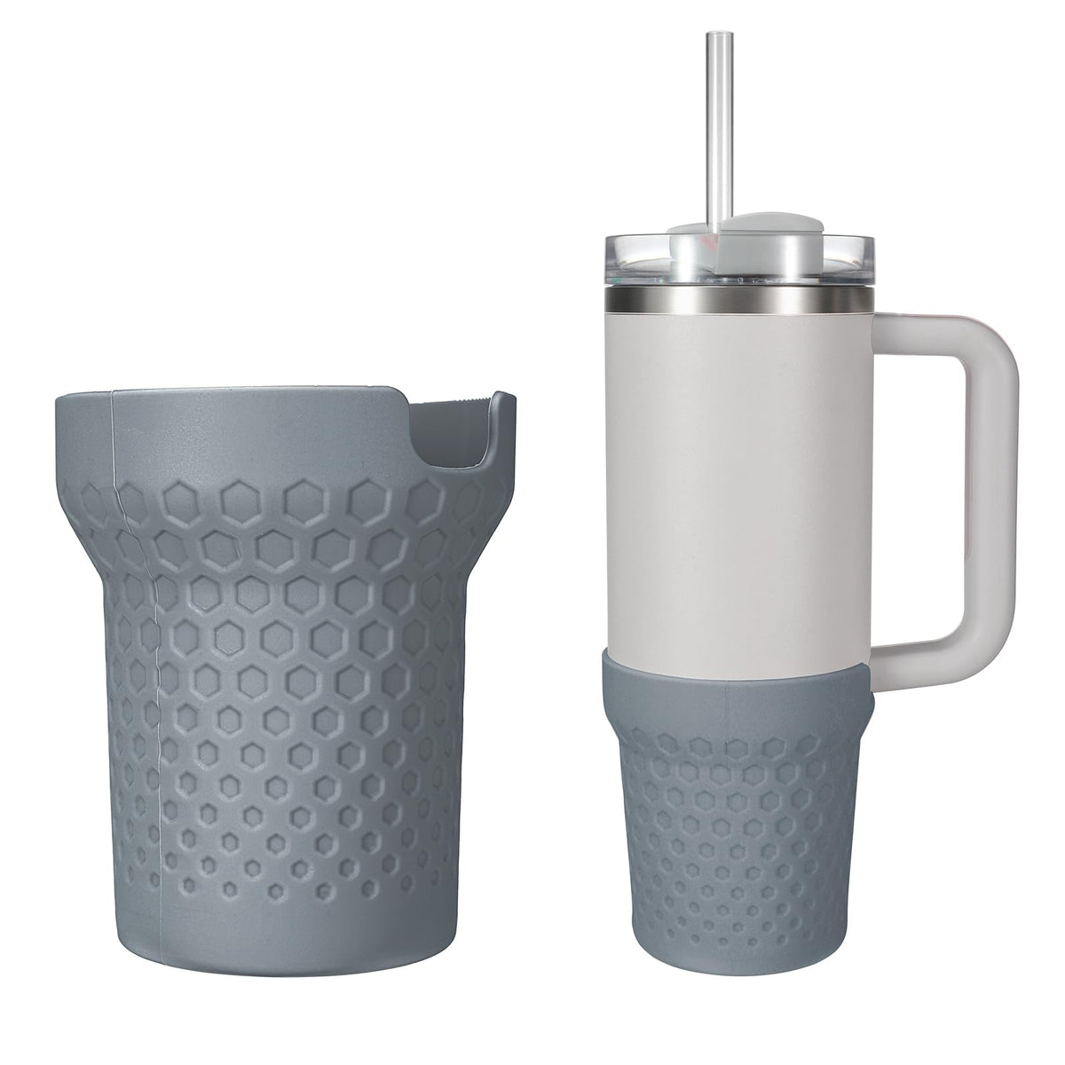 Thxbag Silicone Boot for Stanley Cup 30oz / 20oz, Grey Boot Sleeve Cover Fit with Stanley H2.0 and Quencher Adventure Tumbler Accessories (30 oz & 20 oz, Grey)