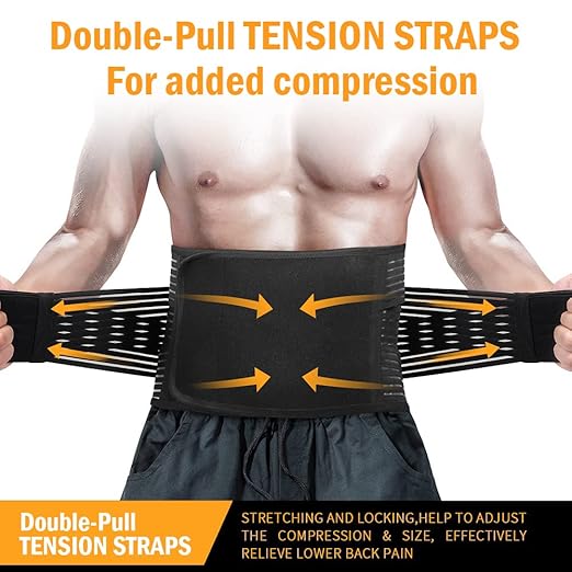 DARLIS Back Brace with Inflatable Lumbar Pad - Extra Support More Effectively Relieve Herniated Disc, Sciatica, Lower Back Pain - Back Support Belt for Men Women Sedentary Pain Relief L/XL 39"- 48"