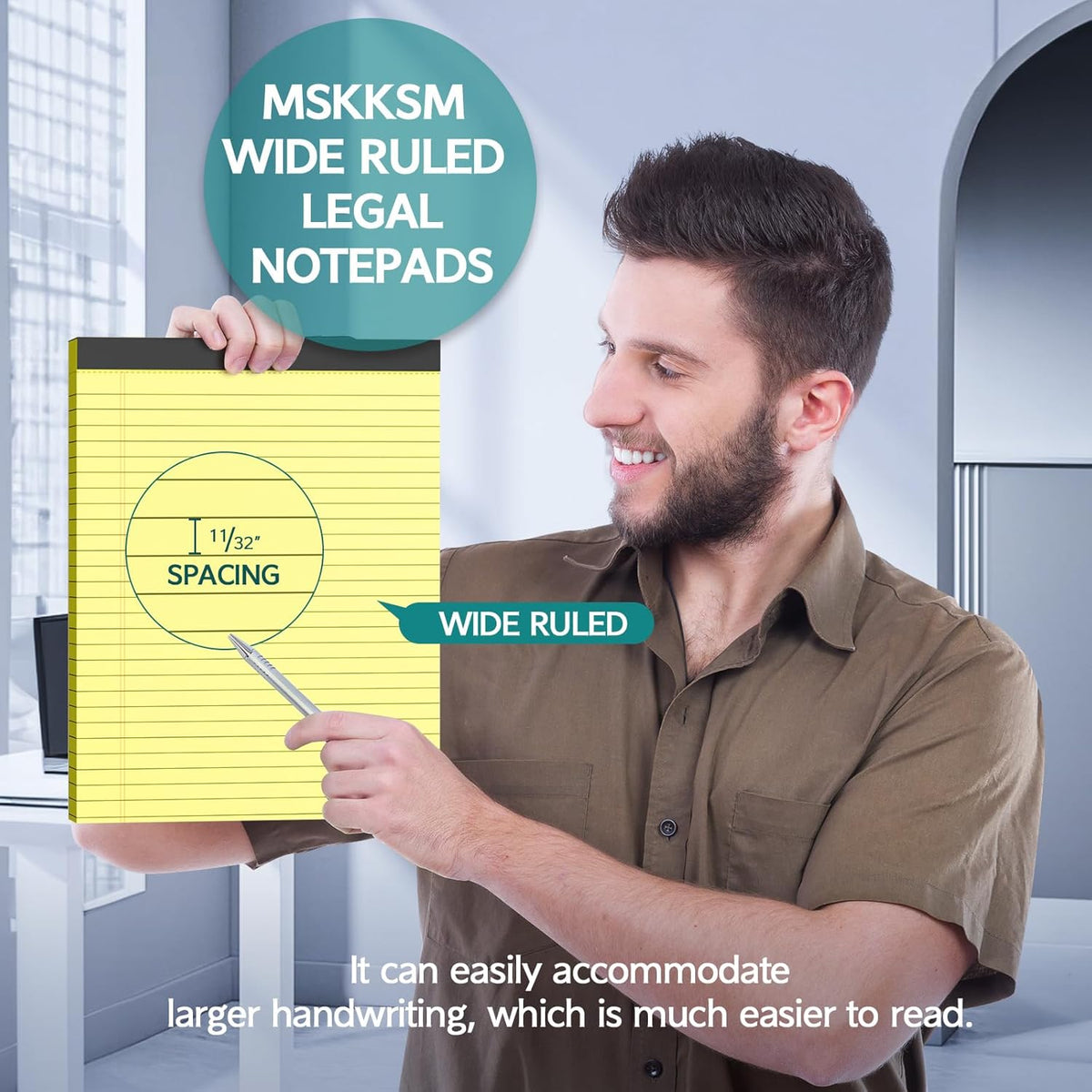 Legal Pads 8.5 x 11, 3 Pack Yellow Note Pads 8.5 x 11 Writing Pads, Wide Ruled Legal Notepads, Lined Pads of Paper Yellow Paper Pads, 30 Sheets Per Notepad for School, Home, Office, Business