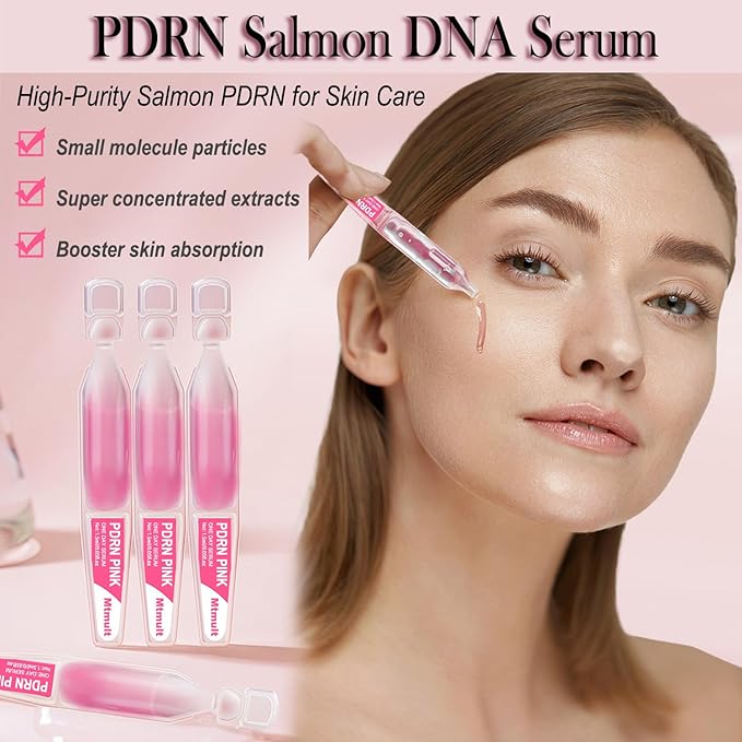 Mtmult Salmon PDRN Serum, Salmon DNA for Face, PDRN Serum - Intense Firming, Repairing, Moisturizing with Collagen, Glutathione, Hyaluronic Acid, 0.05 fl.oz x 10