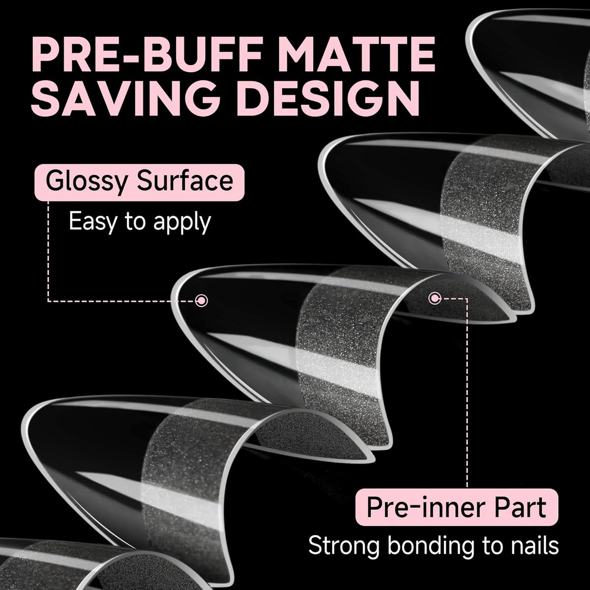 UNA GELLA Almond Gel Nail Tips Short: Half Cover Almond Shape Nail Tips Matte 216pcs Clear Gelly Tips for Saving Nail Extension DIY Nail Art, Self-handle 12Sizes