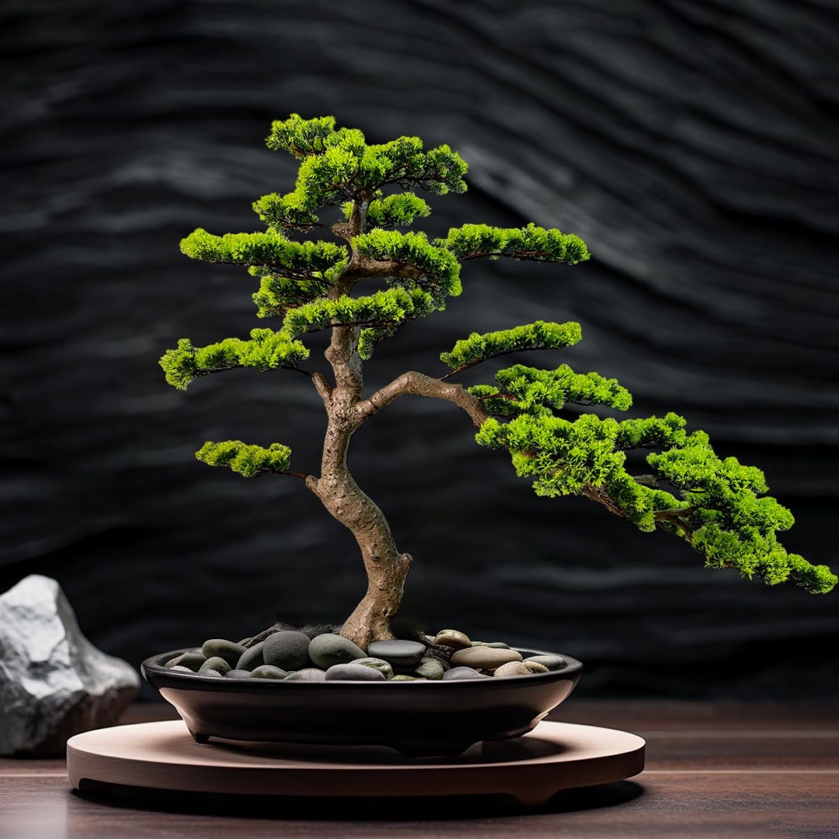 VIGGDA 3ft（43in） Artificial Bonsai Tree Juniper Faux Plants Indoor Big Fake Plants Decor with Ceramic Pots for Home Table Office Desk Bathroom Shelf Bedroom Living Room Farmhouse Decorations