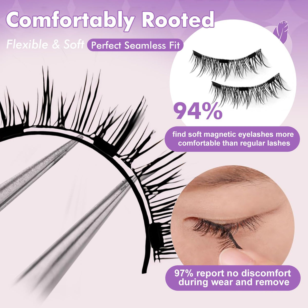 Elara Craft Magnetic Eyelashes with Applicator, Magnetic Eyelashes Natural Look,Reusable Magnet Lashes No Glue Needed Soft Lashes Kit(Simple)