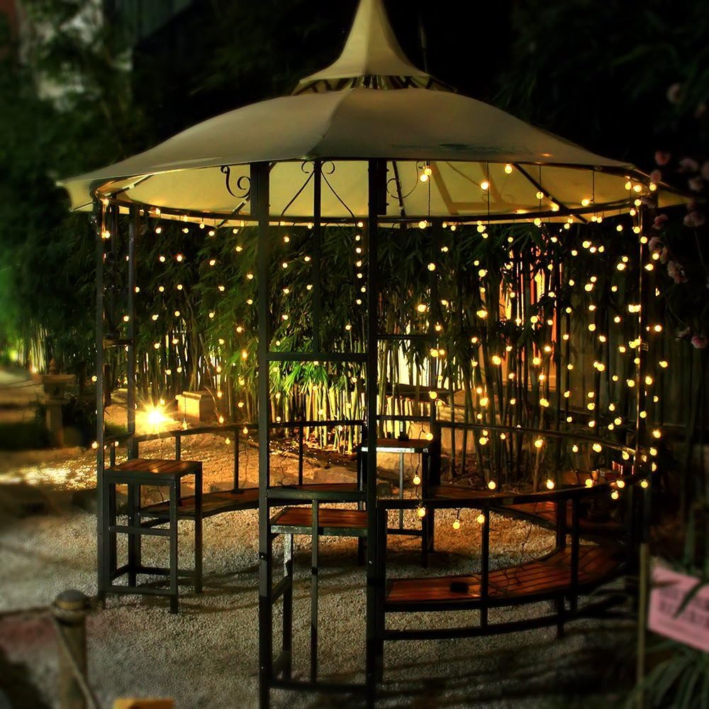 Toodour Solar String Lights Outdoor, 36ft 60 LED Globe String Lights, Waterproof Crystall Ball Lights Solar Patio Lights with 8 Modes for Garden, Lawn, Patio, Gazebo, Yard, Outdoor - Warm White