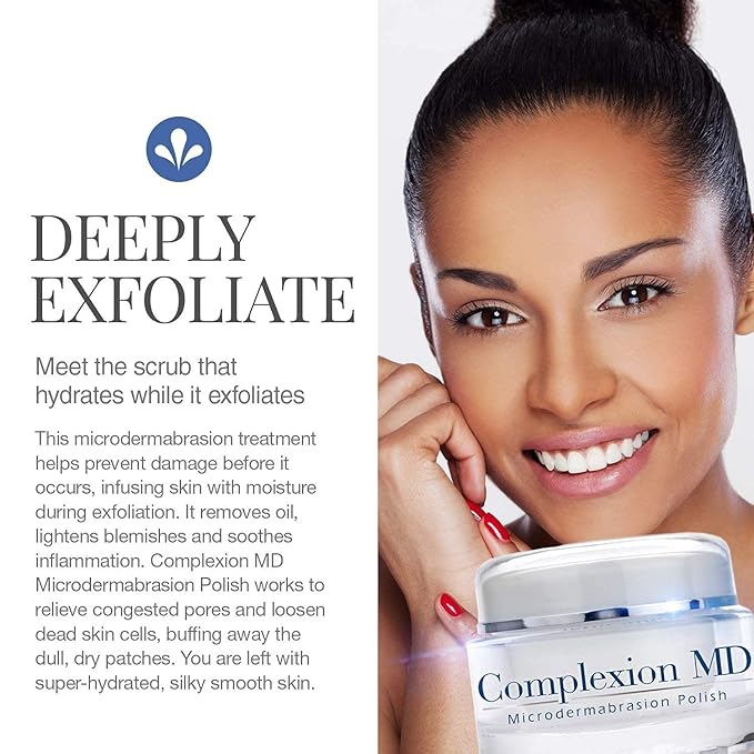 Complexion MD Exfoliating Face Scrub (1.69 oz) - Aquallure Apple Stem Cell Rejuvenating Serum (1 oz) - Anti Aging - Pore Refining Microdermabrasion - Green Tea, Peptides & Hyaluronic Acid (2 items)