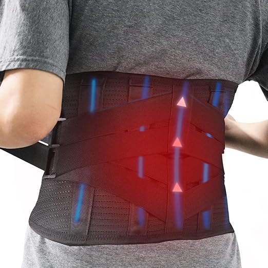 Back Brace with Heating Pad for Lower Back Pain, Cordless Heating Pad for Back, Heated Back Brace for Women and Men, Back Support Brace for Sciatica, Scoliosis, Herniated Disc, Cramps, L