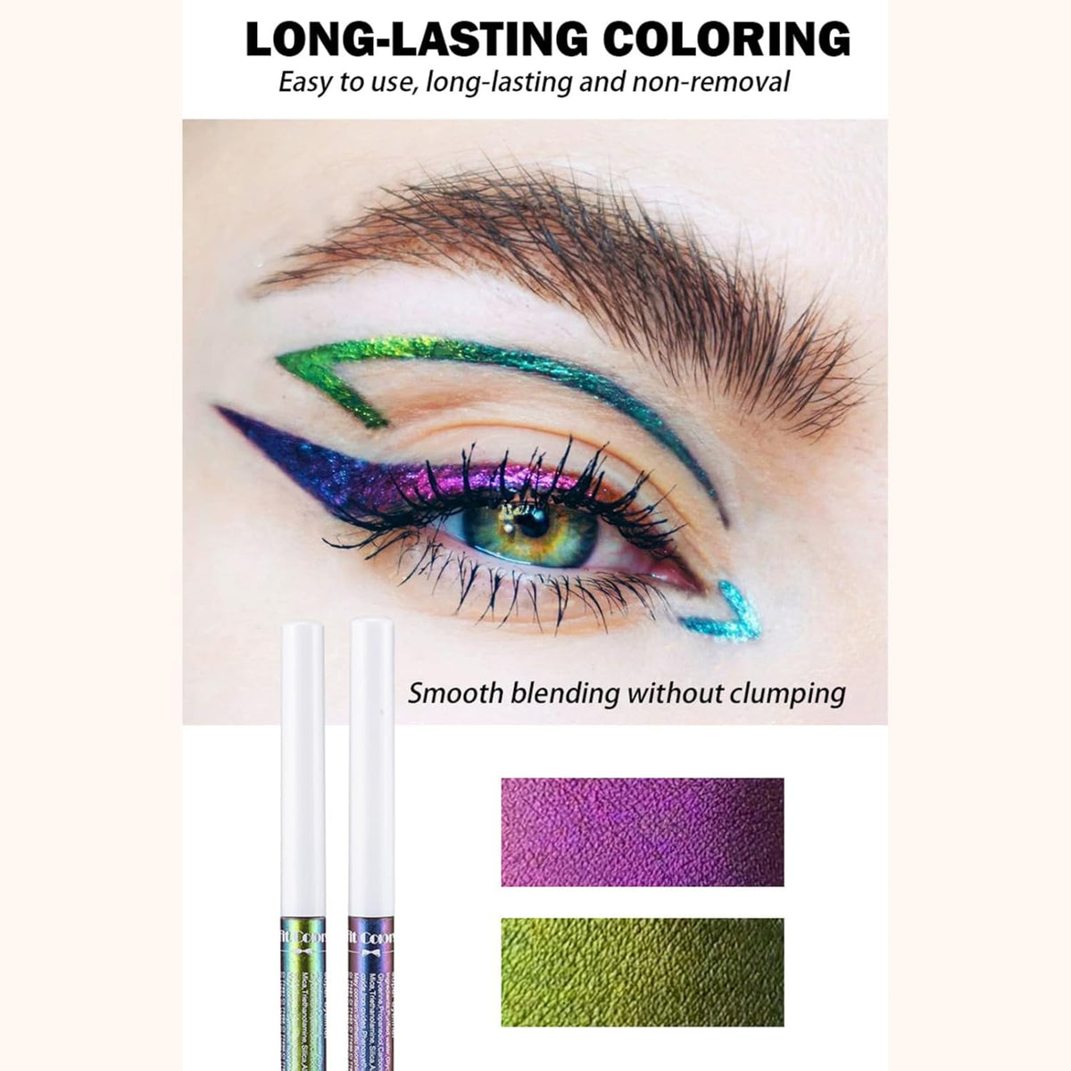 Corlo Glitter liquid eyeliner blue waterproof, Metallic Intense Color Shifting Colorful Eyeliner, Eyeliner Gel MultiColor Highly Pigmented Gift Kit for Women and Girls (04)