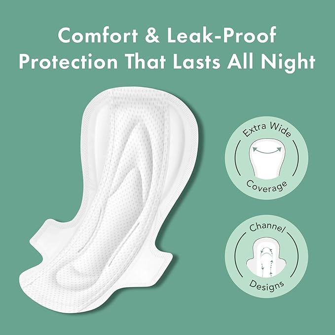 Rael Pads for Women, Organic Cotton Cover - Ultimate Absorbency, Feminine Care, Ultra Thin, Sanitary Napkins with Wings, Unscented (Extra Long Overnight, 24 Count)