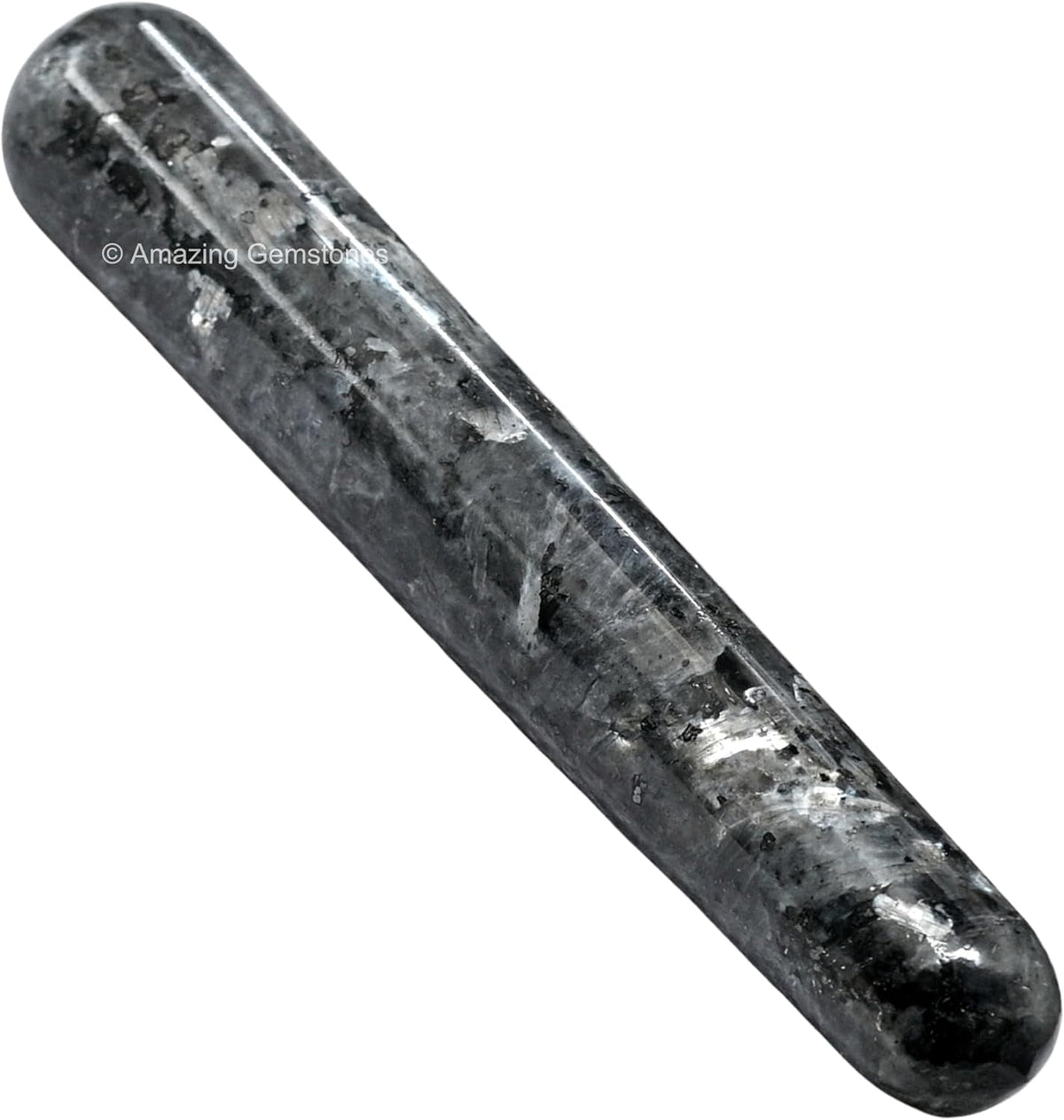 Amazing Gemstone Larvikite Crystal Wand Massage Stick - Pelvic Wand Gua Sha for Adults - Crystals and Healing Stones Massage Wands for Adults Gifts (Smooth)