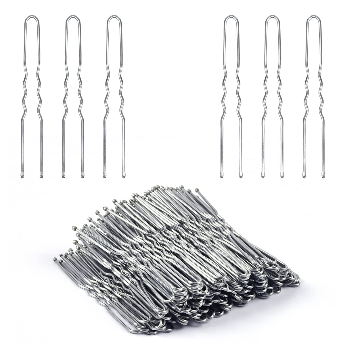 U Shaped Hair Pins, IKOCO 2.4inch Hair Pins for Women with Storage Box, Silver