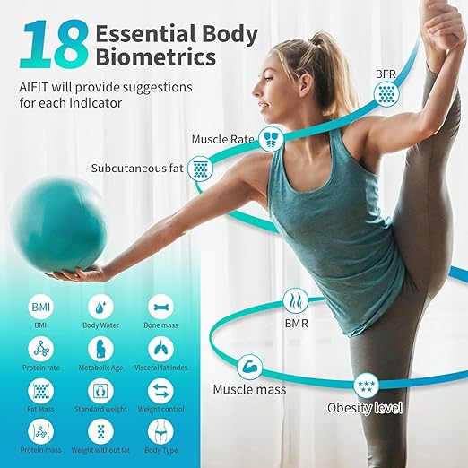 Smart Scale for Body Weight, Digital Bathroom Scale LED Display, BMI, Body Fat, Muscle Mass 18 Body Composition Monitor Health Analyzer Sync Fitness Apps (Blue)