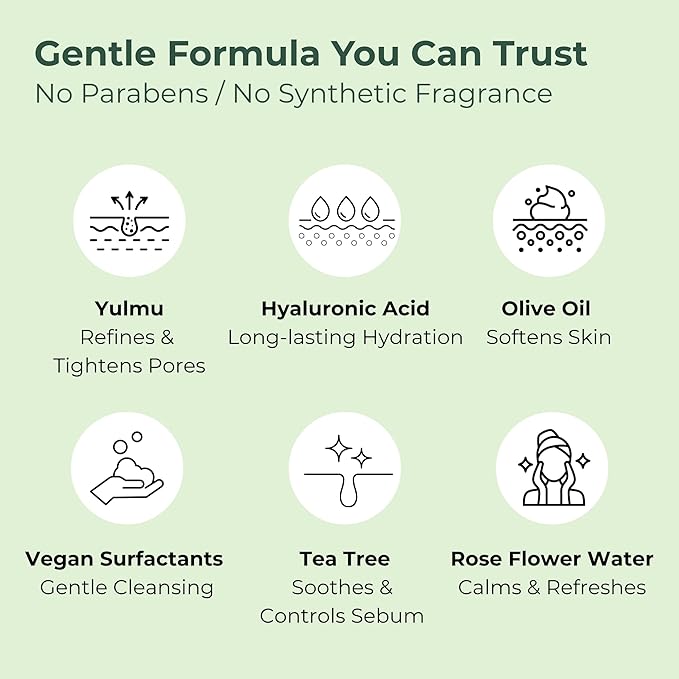 BMBCO Gentle Pore Cleansing Foam for Sensitive Skin – Yulmu Vegan Face Wash with Natural Surfactants & Hydrating Formula, 120g