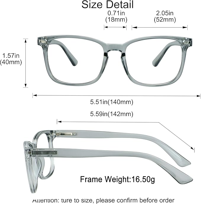 YEIN Bifocal Reading Glasses with Blue Light Blocking Lenses, Bifocal Reader for Women and Men, Vintage Square frame with Spring Hinge (+0.00/+1.75 magnification)