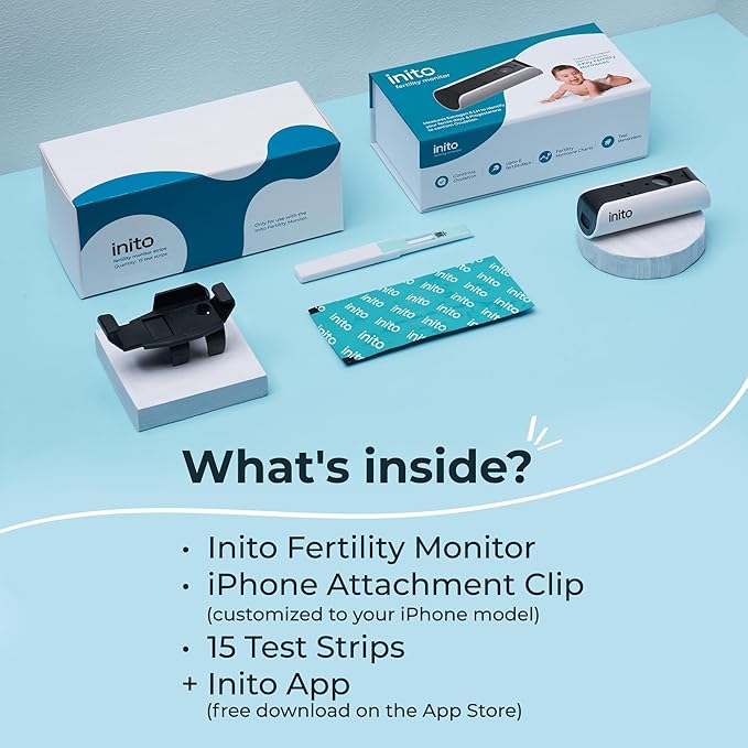 Inito Fertility Monitor & Hormone Tracker for Women | Estrogen, LH, PdG (Urine Metabolite of progesterone), FSH | Track and Confirm Ovulation | Includes 15 Test Strips (iPhone Xr / 11)