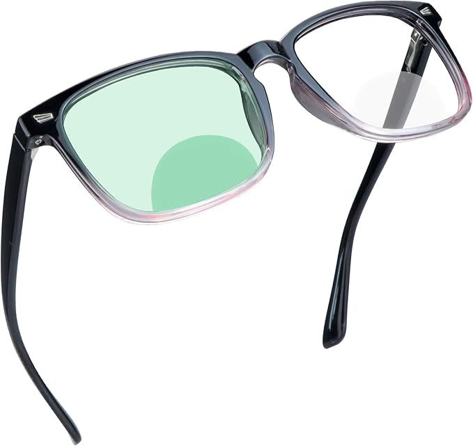 YEIN Bifocal Reading Glasses with Blue Light Blocking Lenses, Bifocal Reader for Women and Men, Vintage Square frame with Spring Hinge (+0.00/+1.00 magnification)