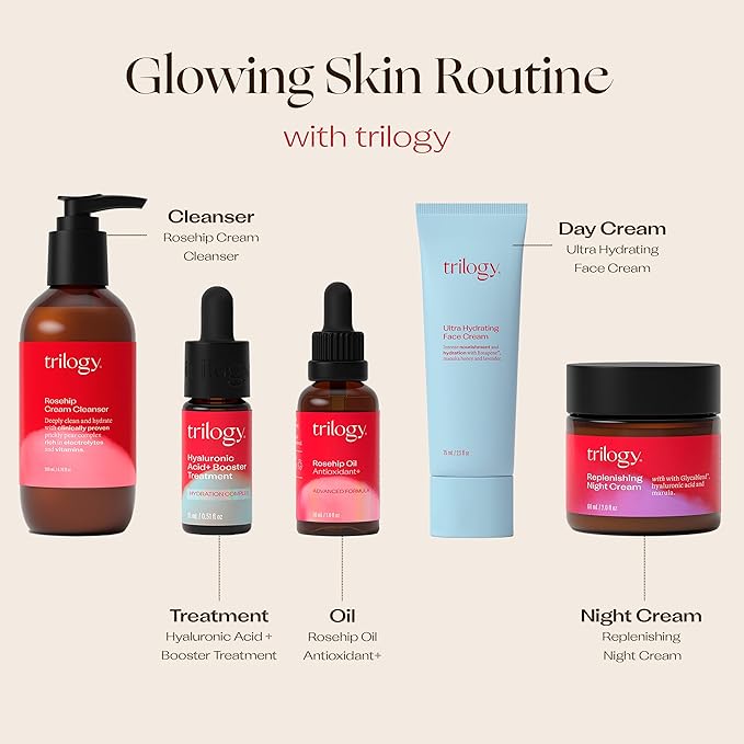 Trilogy Ultra Hydrating Face Cream, Intense Moisture for Dry Skin with Rosehip Oil, 2.5 fl oz