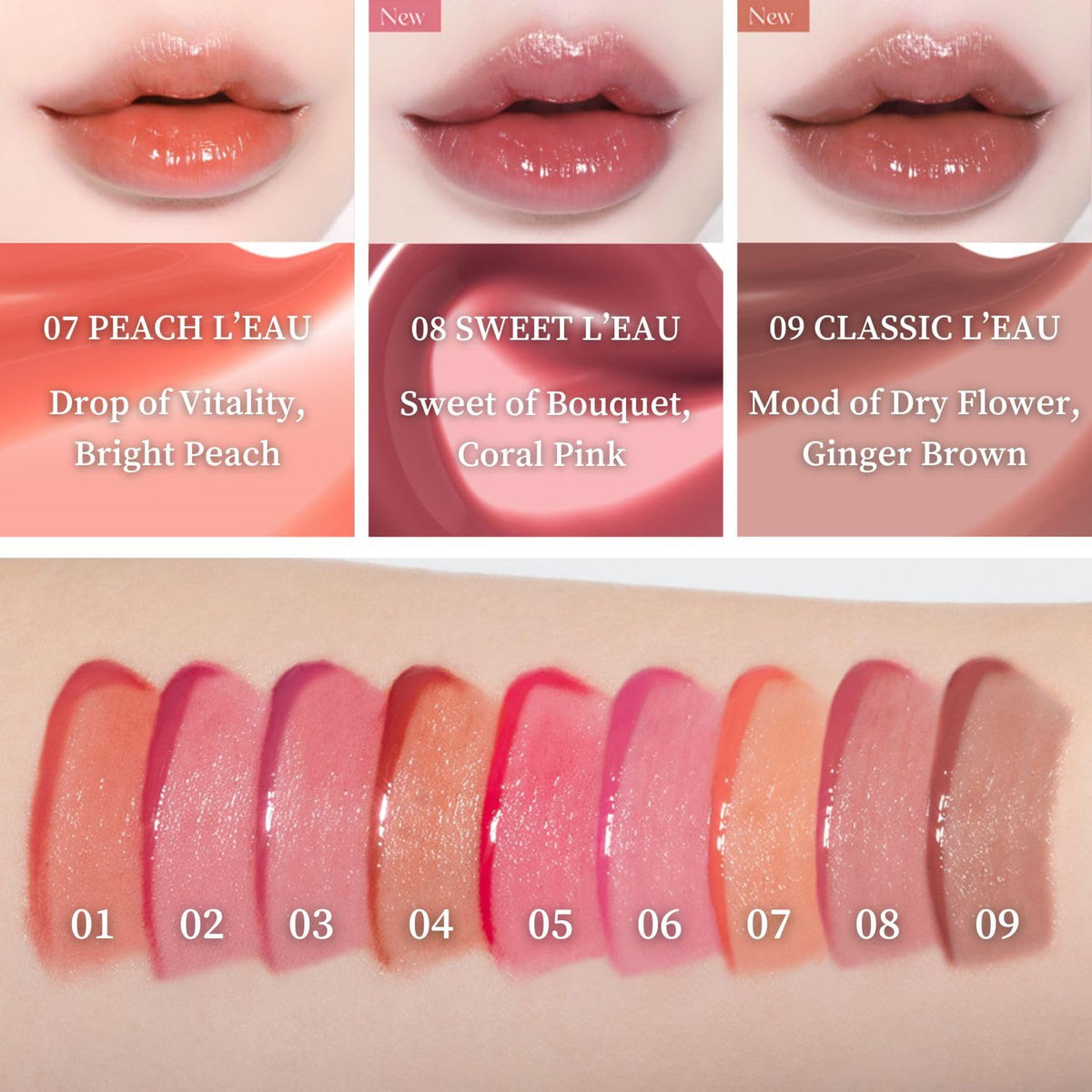 BBIA L’EAU Tint – Glossy & Glow Lip Stain, Watery Lip Tint, Non-Sticky, High Shine Finish, Long-lasting, Moisturizing, Lightweight, Natural, Daily Use, Vegan, Korean Lip Makeup (07 PEACH L'EAU)
