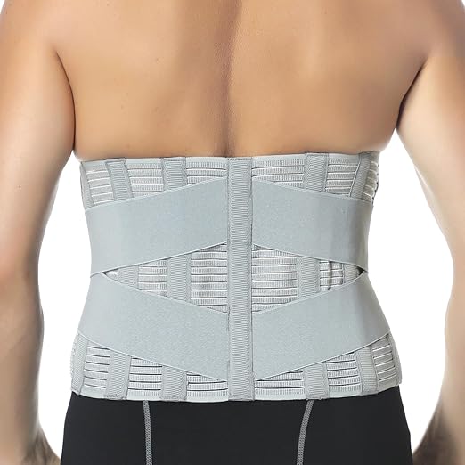 NeoTech Care Adjustable Compression Back Brace Lumbar Support Belt, Grey, Size S
