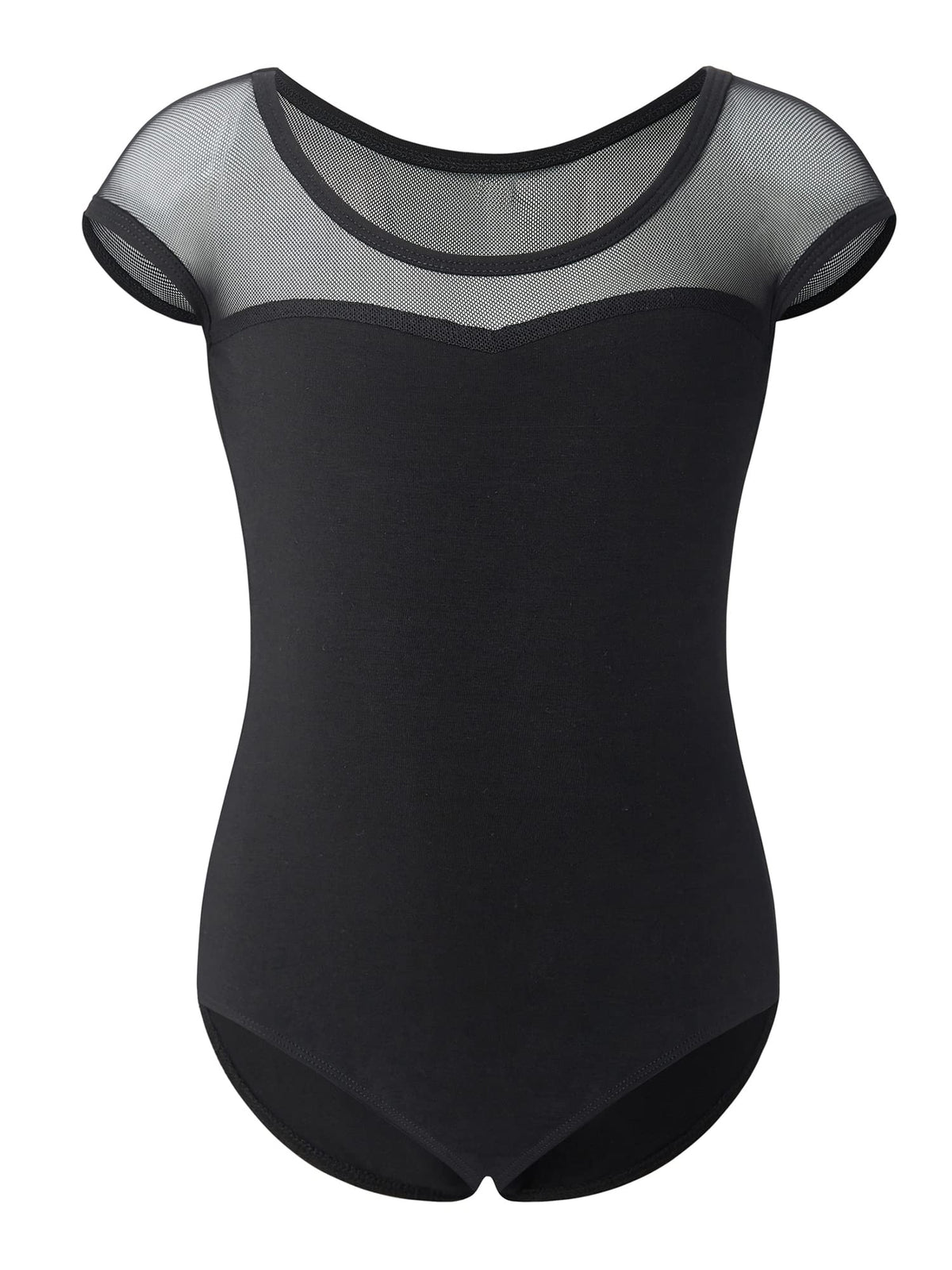 Stelle Girls Cute Cap Sleeve Ballet Leotard for Dance, Gymnastics and Ballet (Black, (Mesh cap sleeves), 6 Years)