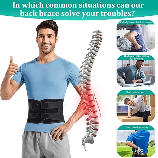 Adjustable Back Brace for Lower Back Pain & Sciatica Relief - Unisex Lumbar Support Belt for Herniated Disc, Posture Correction, Breathable Design for Work, Sports (B92,X-Large)