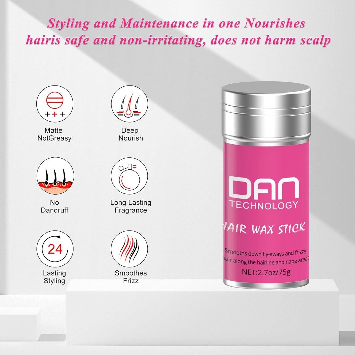 DAN hair wax stick, Wax Stick for Hair, Hair-Styling Waxes, Non-greasy Styling Hair Pomade Stick, Nourishing Accessories - Slick Stick for Women & Kids,(2.7 oz)