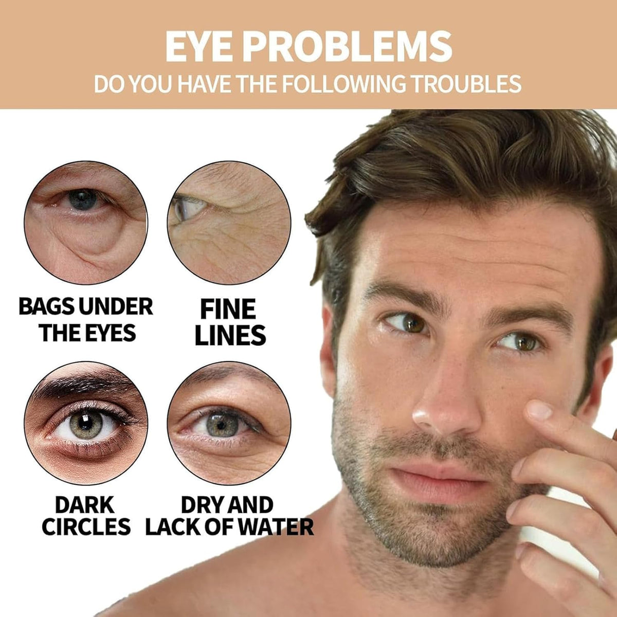 Eye Repair Stick for Men, Under Eye Roller for Eyes Bags and Dark Circles, Cooling Stick Hydrates and Depuffing, Gentle, Natural Formula (1pcs, 0.35 fl.oz)