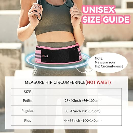 Sacroiliac SI Joint Hip Belt for Women Men-Alleviate Sciatica|Pelvic|Back|Lower Back Support, Pelvic Support Belt, Adjustable Sciatica Lumbar Pain Relief, Trochanter Belt(Pink,M,Hip Size 32‘’-47‘’)