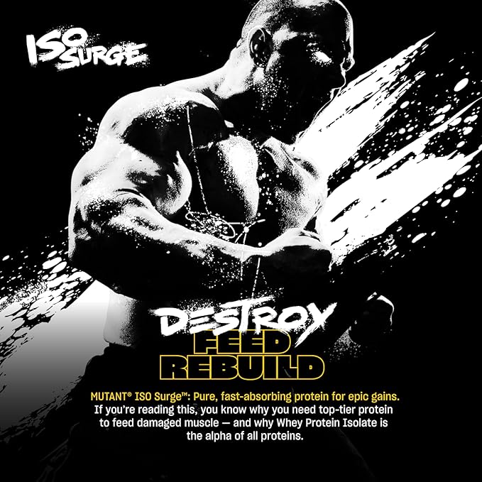 Mutant ISO Surge Whey Protein Isolate Powder Acts Fast to Help Recover, Build Muscle, Bulk and Strength, 1.6 lb (Cookies & Cream)
