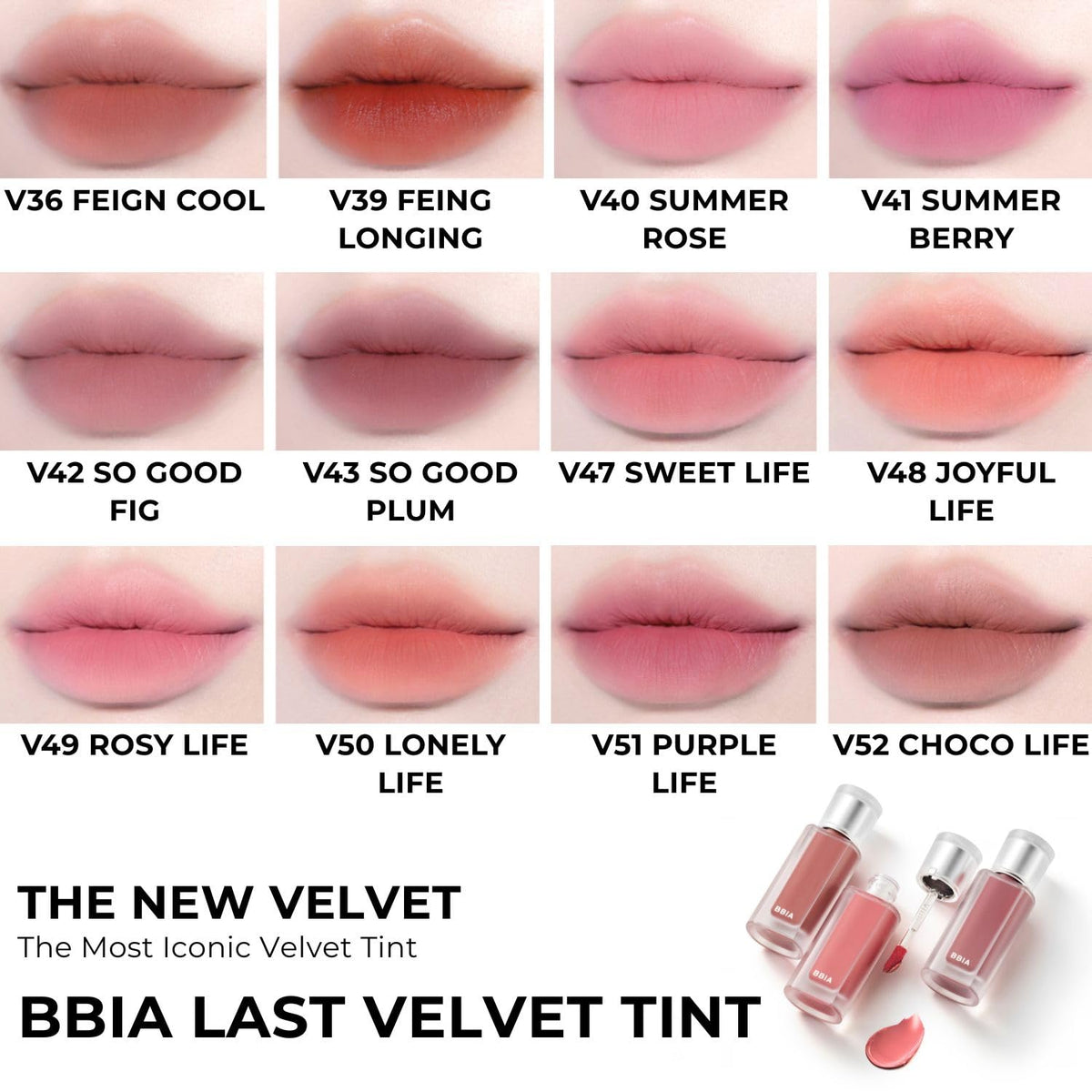 BBIA Last Velvet Tint MLBB Edition - Soft Creamy Matte Finish Lip Stain, Blur Effect & Velvety Texture, Long-Lasting, High Pigment, Non-Drying, Vegan, Korean Lip Makeup (V50 LONELY LIFE, Pack of 1)
