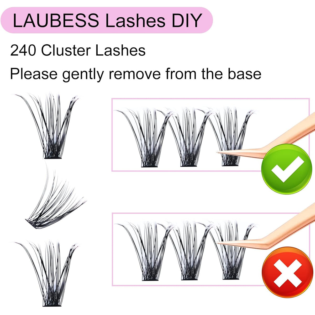 Eyelash Clusters LAUBESS Lash Clusters Individual Lashes Cluster Eyelash Extensions DIY at Home Waterproof Cluster Lashes (40D-0.05C-14-18)